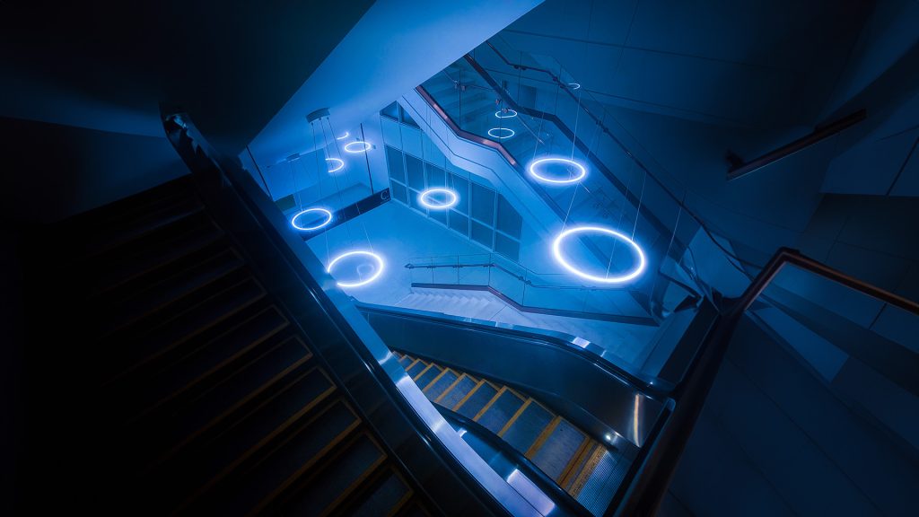 Blue lighting stairs